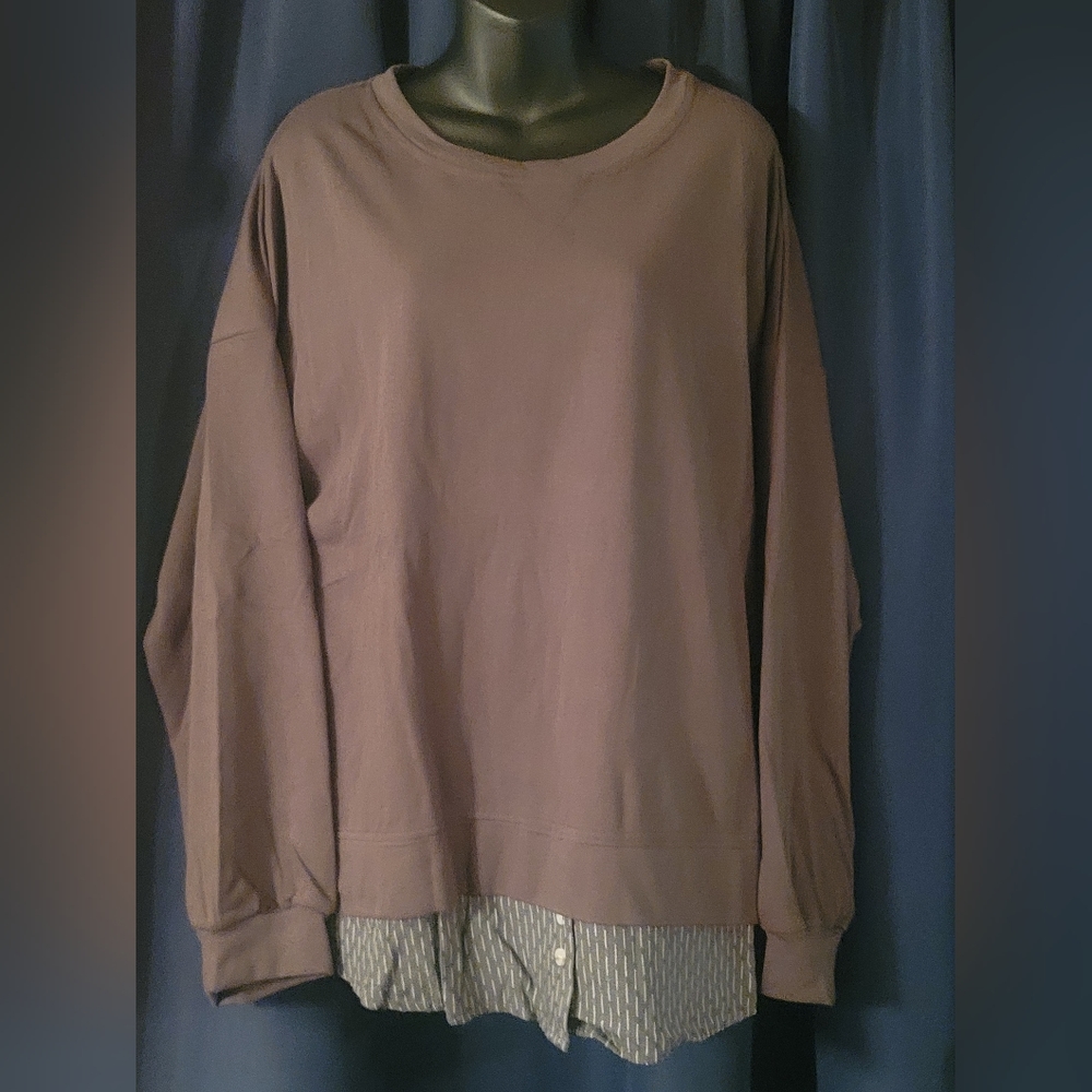 NWT Cotton Bleu long sleeve women's top/ peekaboo shirt